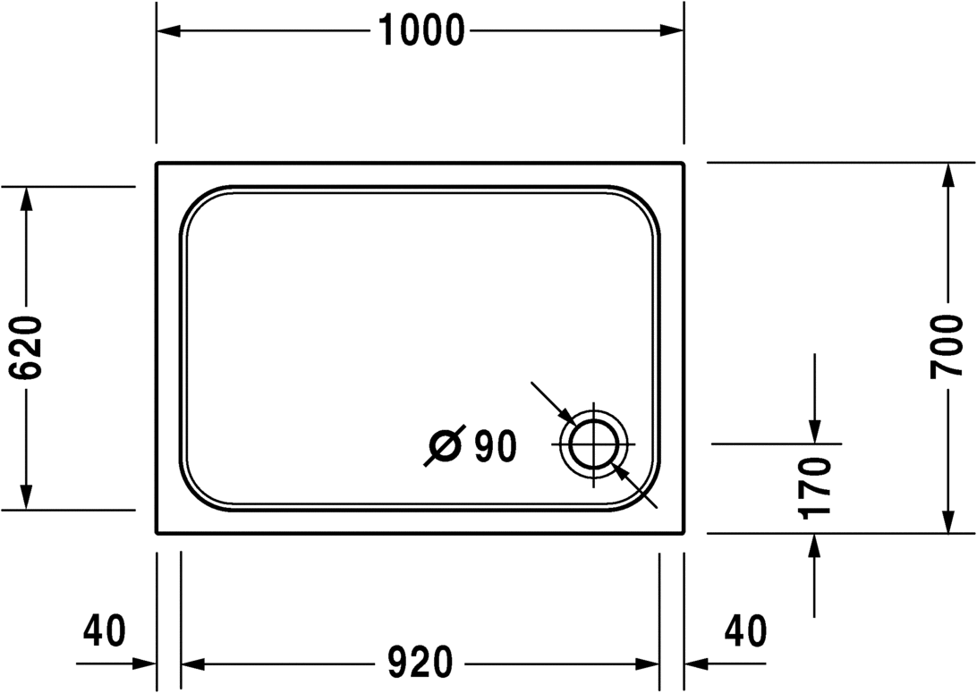 Duravit Поддон для душа прямоугольный из акрила D-code 720093000000000 - Вид №2
