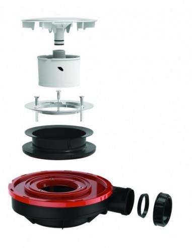 576700 000 00  Водоотводящий желоб Flush 44 для поддона диаметром 90 мм, сверхбыстрый и сверхплоский, круглая крышка, горизонтальный выпуск, нержавеющая сталь Valentin Хром  - Вид №3