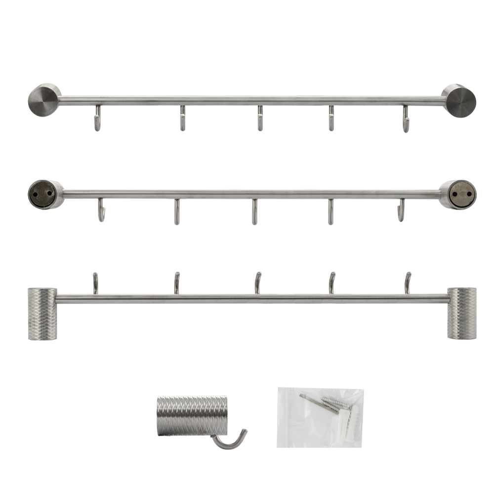 GFmark - Вешалка с пятью крючками прямая, из нержавеющей стали с резным креплением, код: 81206  - Вид №4