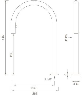 Ceadesign Поворотный излив, установленный на террасе, с выдвижным ручным душем Free ideas Fre 143 - Вид №1