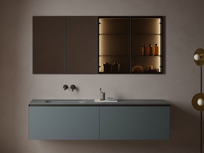 Встраиваемый шкаф для ванной комнаты из анодированного алюминия и стекла Inbani слой ARCH-00089207