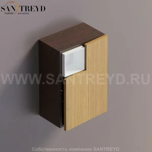 FLAT V Подвесной шкаф с мыльницей с петлями справа. Отделка: коричневый дуб и тик. AFXMO237042RUPT