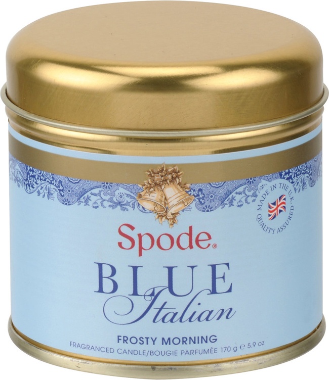 10615156 Spode Свеча в жестяной банке 7см "Голубая Италия" (золотая) Воск 