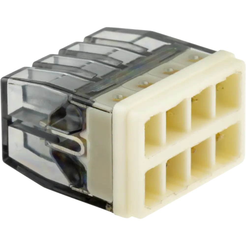 84509784 Клеммы монтажные самозажимные с пастой Duwi СМК 772-208 8-проводные 2,5мм² прозрачные 5шт 26733 1 STLM-1117236  - Вид №1