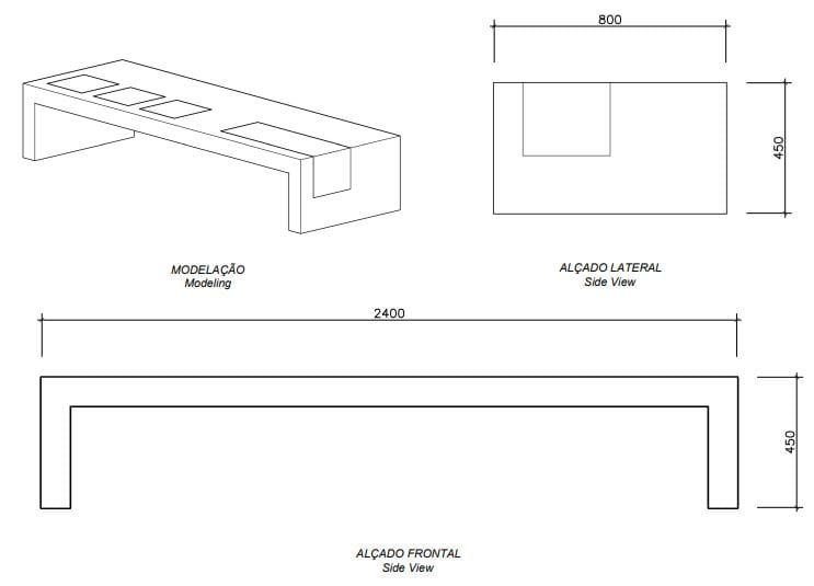 Бетонная скамья без спинки amop Modular ARCH-00109170 - Вид №2