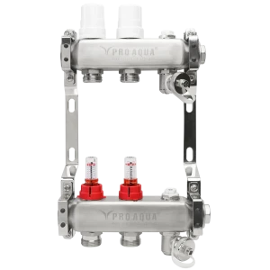 Коллекторная группа с расходомерами Pro Aqua 1"x3/4" 2 выхода нержавеющая сталь 84736639 STLM-2009177