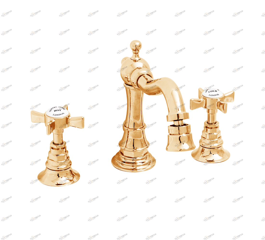 Gentry Home Смеситель для раковины Style на три отверстия с всплывающей пастой Ascot Темное золото GH103105 