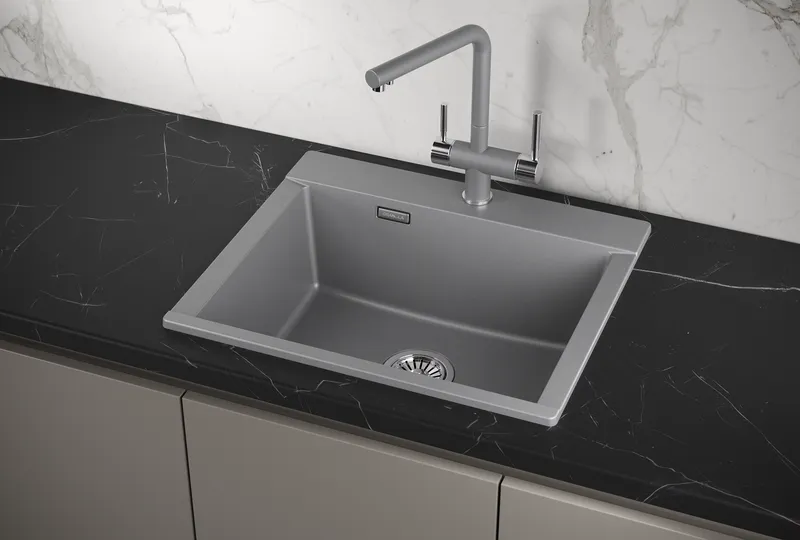 ES-5804, АЛЮМИНИУМ, кухонная мойка, кварц, ESTETICA GRANULA 5804-ST199 - Вид №1