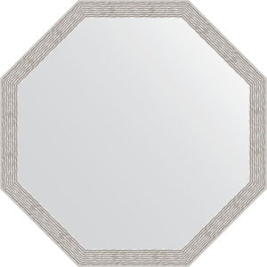 BY 3684 Зеркало в багетной раме - волна алюминий 46 mm EVOFORM Octagon