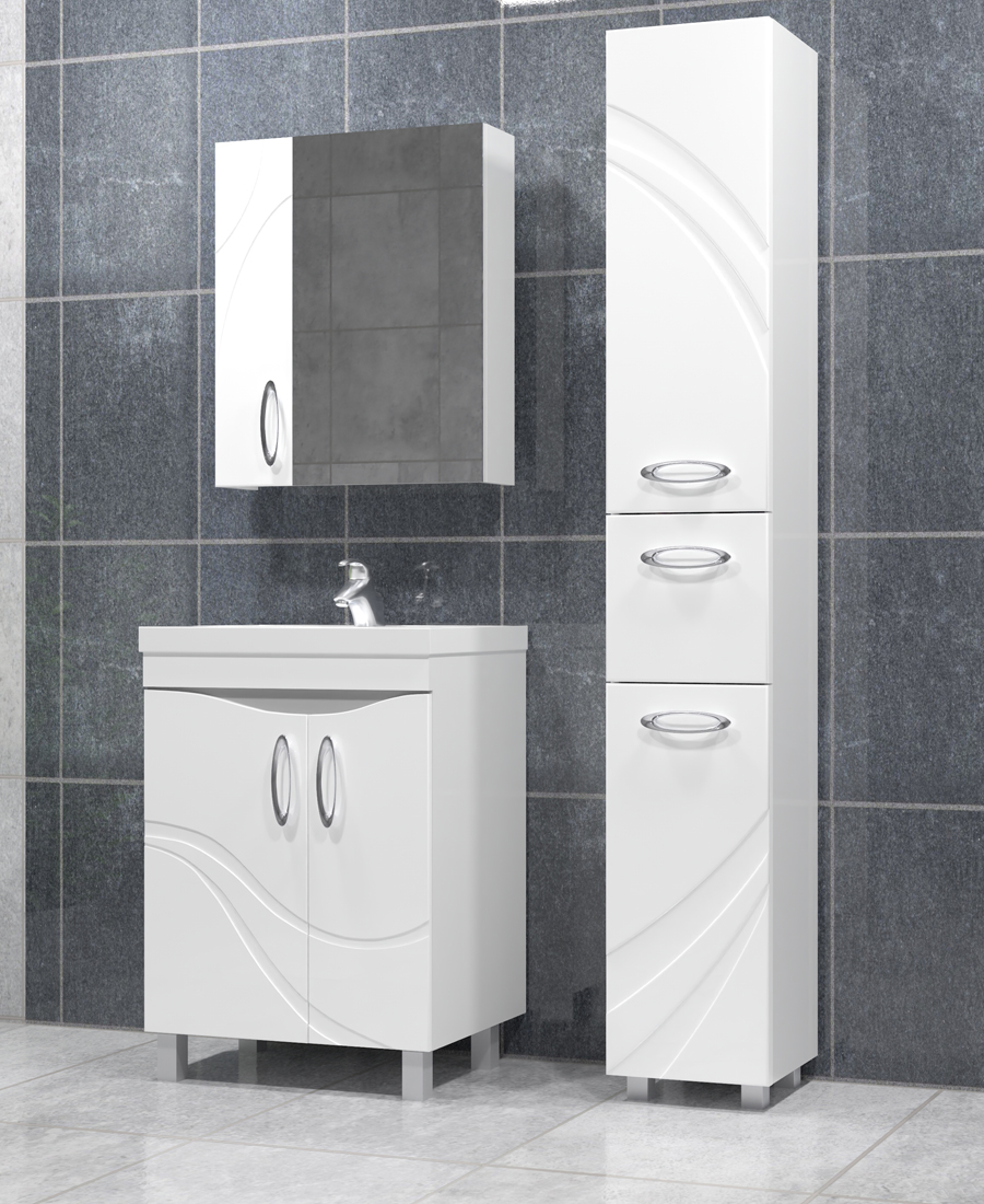 Тумба с раковиной Mirella 600 (Калипсо) new600⨉440⨉840 мм белый Santreyd sun-id-665271 - Вид №4