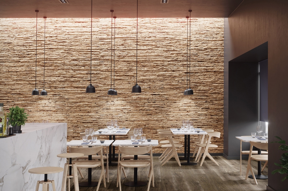 006 074 000 Рельефное пробковое настенное покрытие Slate GRANORTE RustiCork - Вид №1