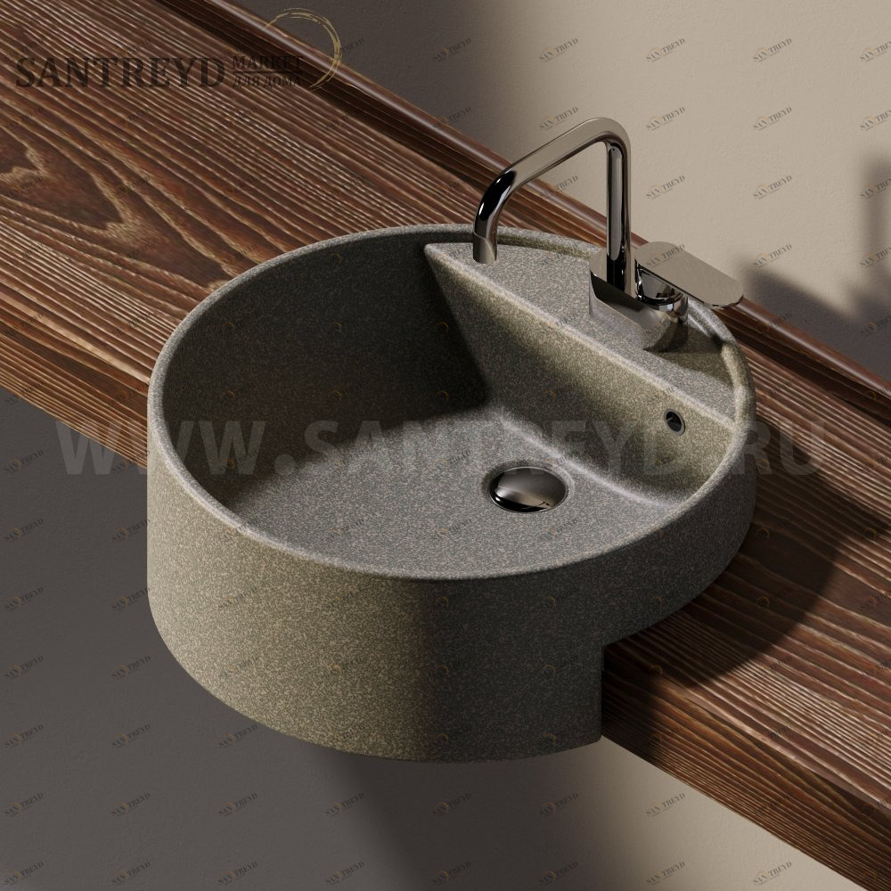 5054.7037 Полувстраиваемая раковина консольная 50 см серая Flaminia Twin Ceramica Flaminia 50547037