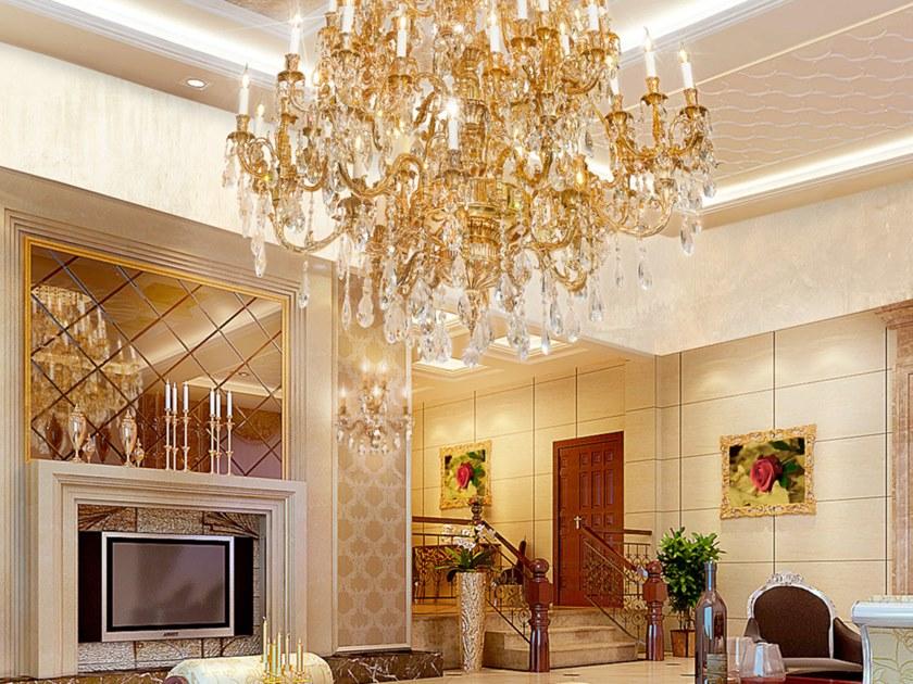 Possoni Illuminazione Французская золотая люстра с каплями из хрусталя Шелера  792/54-sh/g  - Вид №1