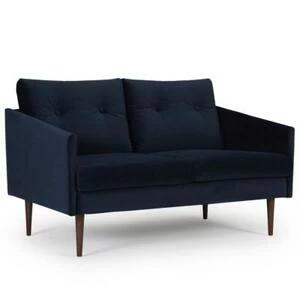 Диван двухместный Anton с ножками из дуба/грецкого ореха, темно-голубой