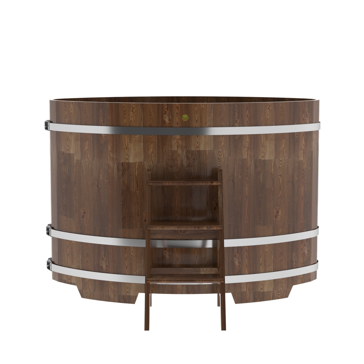 1533 Купель овальная из сращенных ламелей лиственницы 1,02х1,68х1,2 морёная Alyarus  - Вид №3