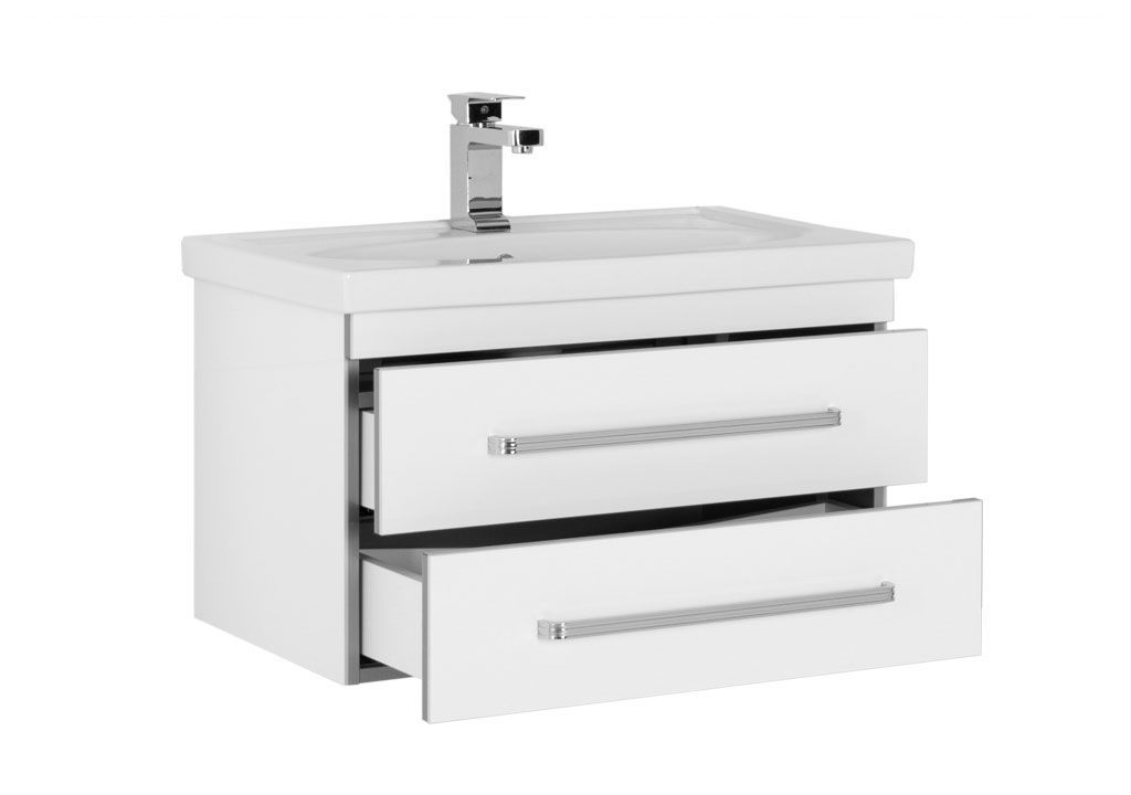 Тумба с раковиной Aquanet Сиена 70 белый (подвесной 2 ящика) 0018636100185343 - Вид №1