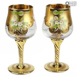 2134 ORIGINALMURANOGLASS Набор из 2 бокалов-флюте - хрустальное стекло - я&ты- trefuochi - муранское стекло 8 см
