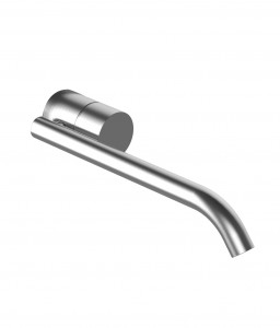 Y011B+Y011A  Смеситель из стены для раковинывылет 20 см ручка ограничитель потока воды до 5 л/мин при 3 бар впуски 1/2'' без донного клапана Fantini Rubinetti AA/27 НЕРЖАВЕЮЩАЯ СТАЛЬ