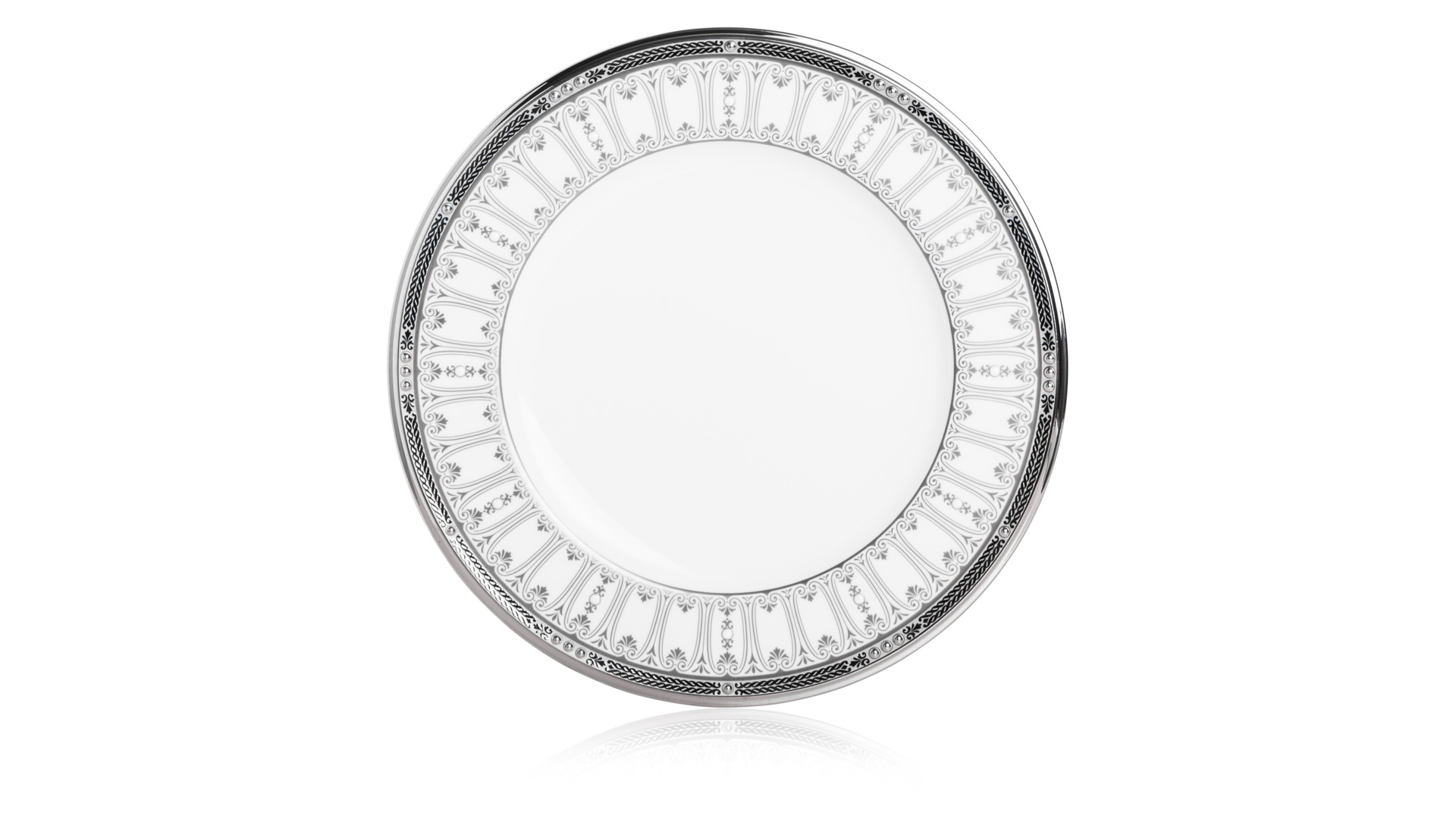 10654837 Noritake Набор тарелок акцентных Noritake "Чатлайн, платиновый кант" 24см, 6 шт Фарфор костяной  - Вид №1