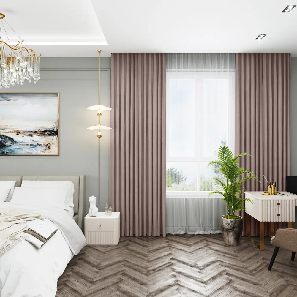 Штора на ленте Бархат 140x270 см цвет серо-бежевый 89436978 STLM-2205367 Santreyd 