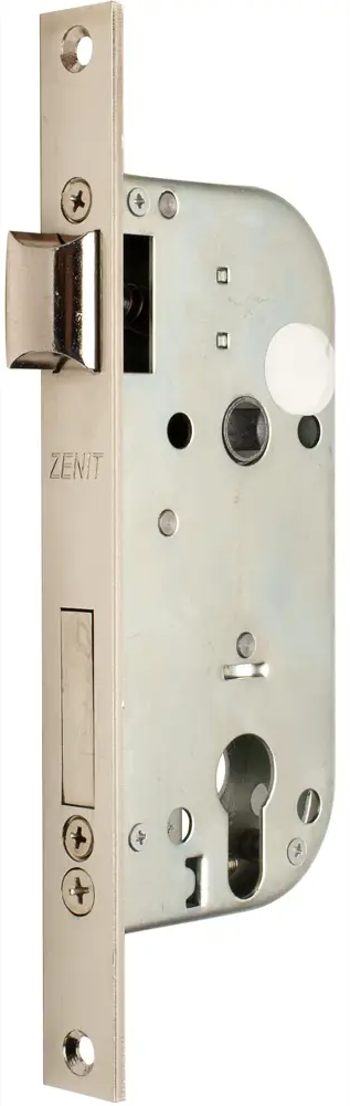 Замок врезной ЗЕНИТ ЗВ7-70 для легких дверей, хромированный 82490860