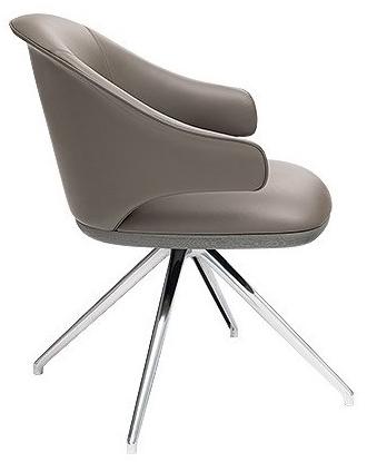 HC28 Cosmo Мягкое кресло на козелке из кожи с подлокотниками Erika J07 - Вид №1