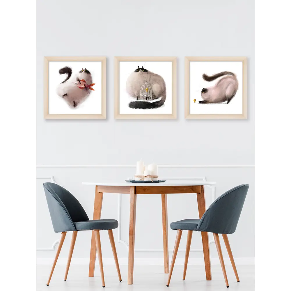 Модульная картина Смешные коты 40x40 см 3 шт POSTERMARKET STLM-2135381 - Вид №3