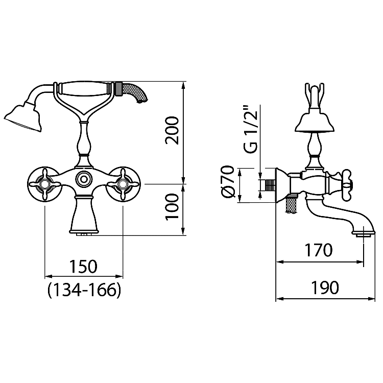 OT720201015 Смеситель для ванны с душем Webert Ottocento - Вид №1