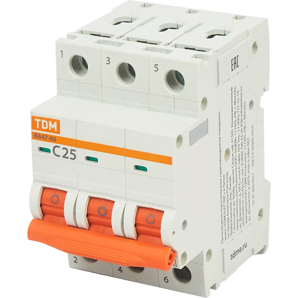Автоматический выключатель TDM Electric ВА47-60 3P C25 А 6 кА SQ0223-0111 84399541 STLM-2163830 