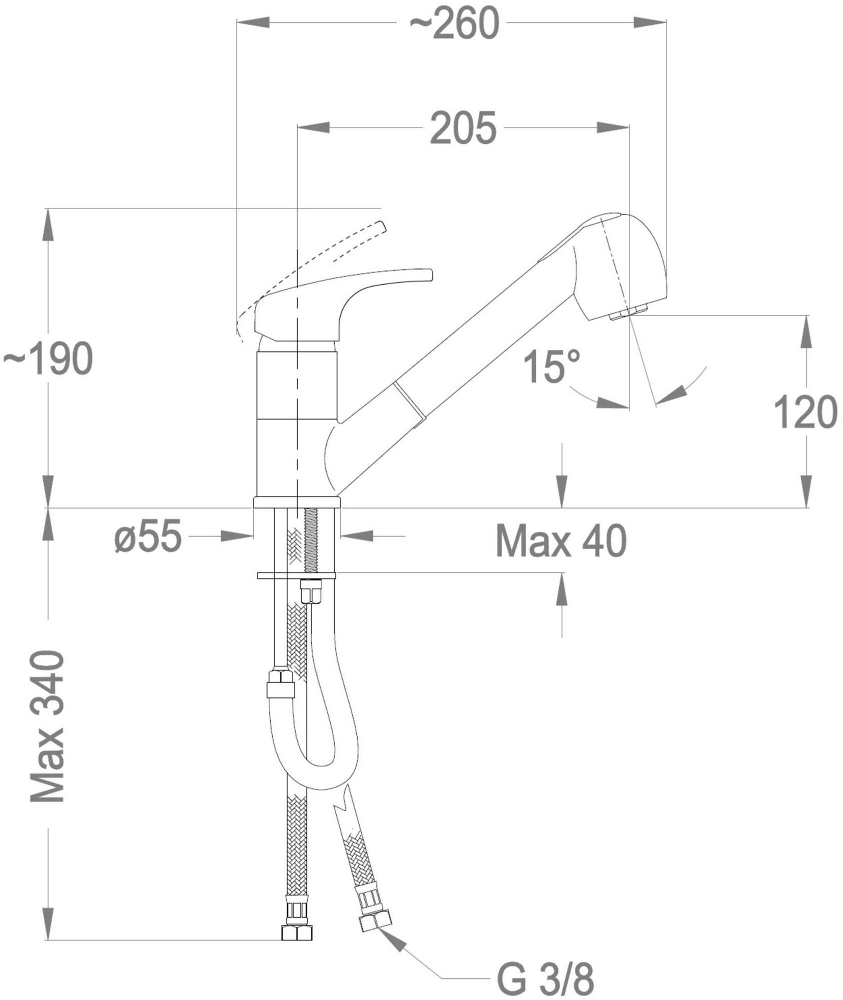 Fir Italia Смеситель для кухни из латуни с поворотным изливом и вытяжным душем Modern kitchens 6176002 - Вид №1