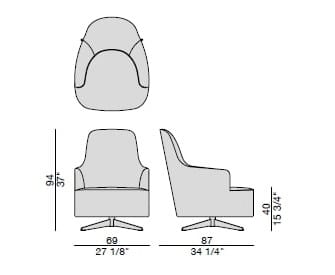 Тканевое вращающееся кресло bergère Porada Soul ARCH-00043216 - Вид №3