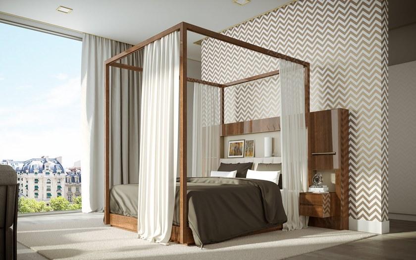 HUGUES CHEVALIER Деревянная кровать с балдахином Saint-germain sun-id-1455506 - Вид №1