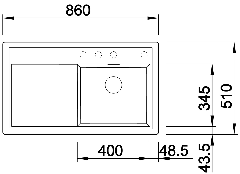 523812 Кухонная мойка Blanco Zenar 45 S с доской из стекла чаша слева жасмин  Blanco Zenar Жасмин - Вид №2