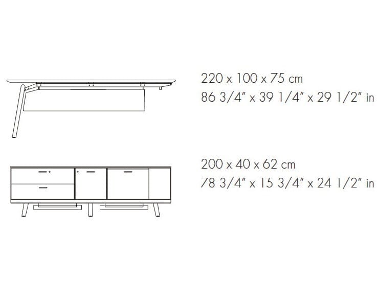 Прямоугольный стеклянный стол со встроенной полкой Bralco ARCH-00035367 - Вид №4