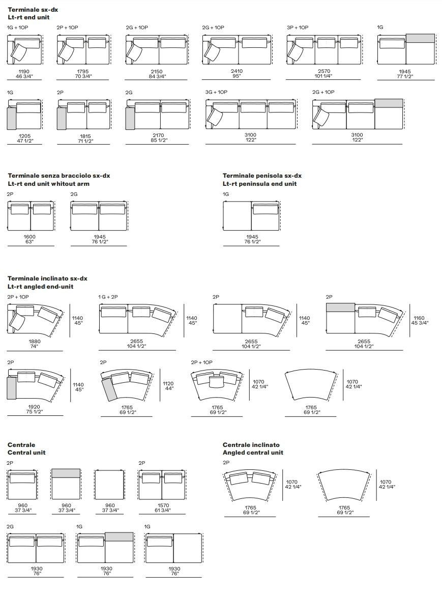 Ткань изогнутый съемный диван Poliform Brera ARCH-00087714 - Вид №7