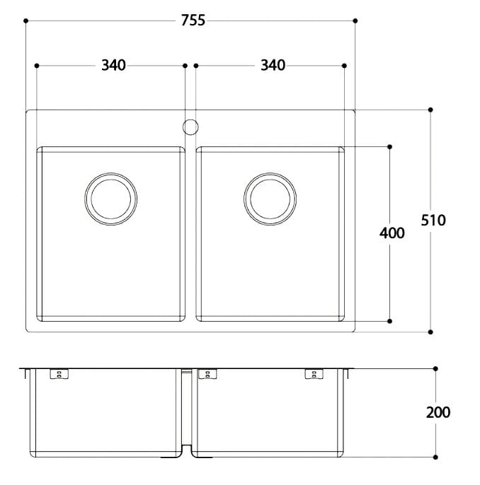 Раковина из нержавеющей стали с 2 чашами Evhoc Deus ARCH-00087652 - Вид №2