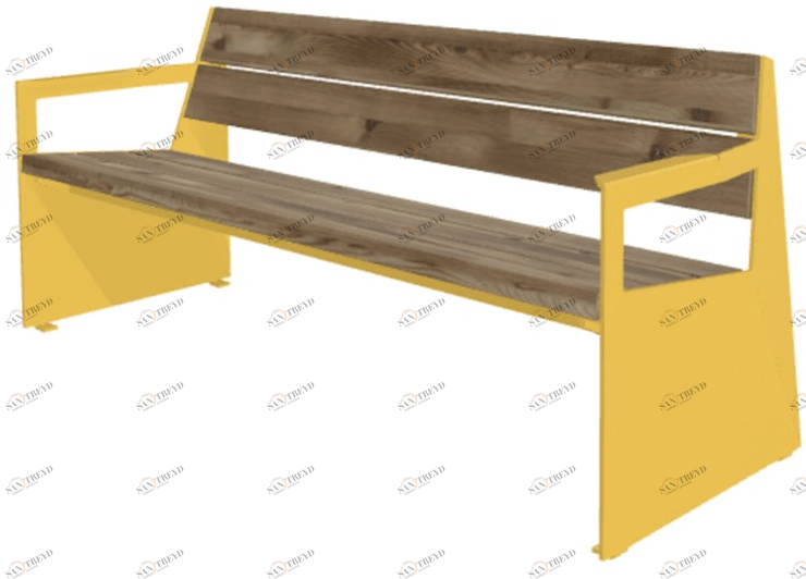 VESTRE Скамейка из стали и дерева с подлокотниками Bloc sun-id-1488211