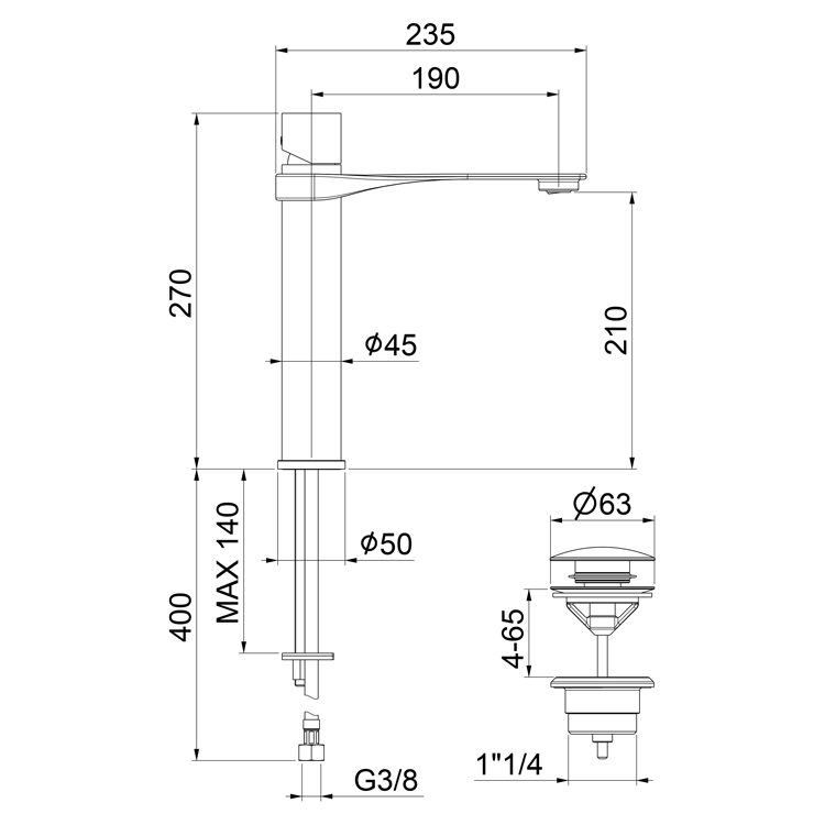 NB830402441 Смеситель для раковины Webert One-B  - Вид №1