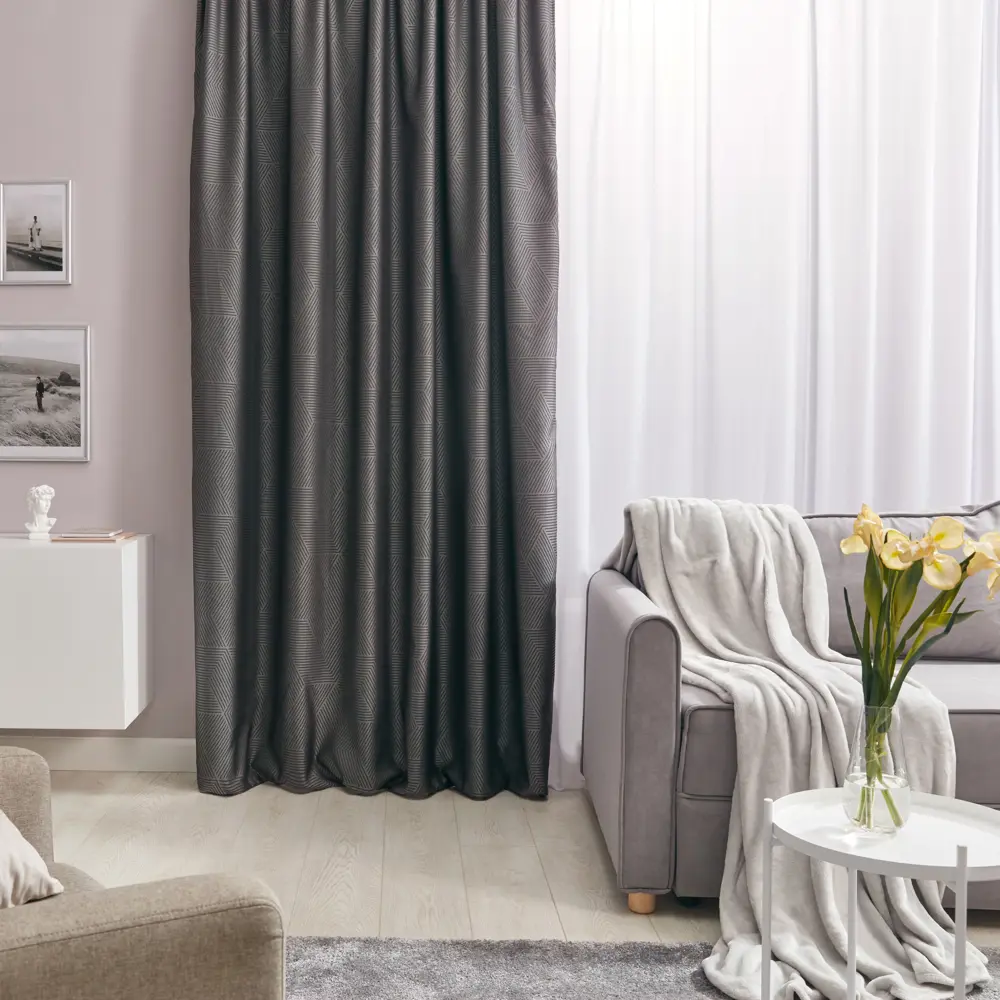 Штора на ленте Руан 200x280 см цвет темно-серый MIAMOZA STLM-2000740