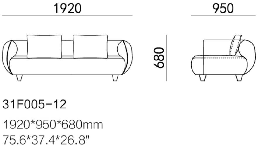 HC28 Cosmo Мягкий 3-х местный диван из ткани Round 31f005 - Вид №3