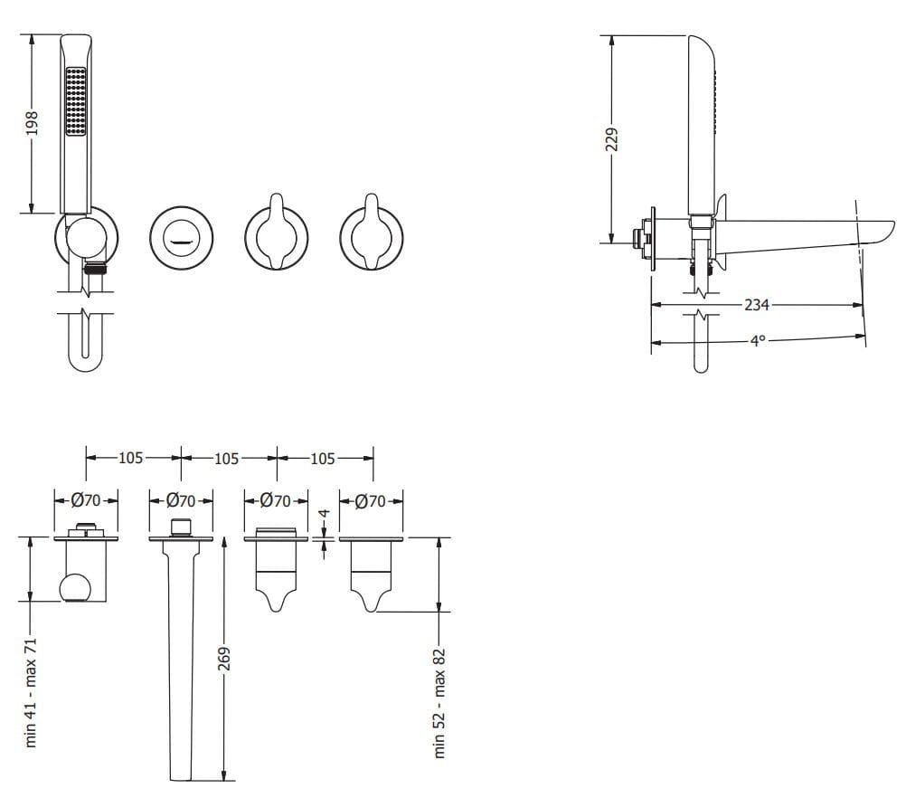 Встраиваемый набор для душа с ручным душем CROSSWATER FOILE ARCH-00049492 - Вид №1
