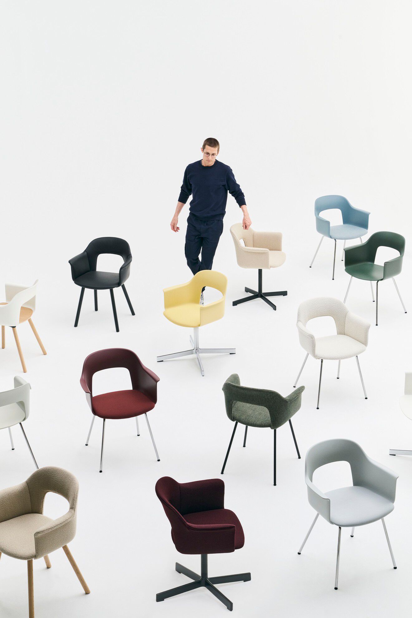 Подлокотник из полипропилена с деревянным сиденьем Hay макет ARCH-00040504 - Вид №8