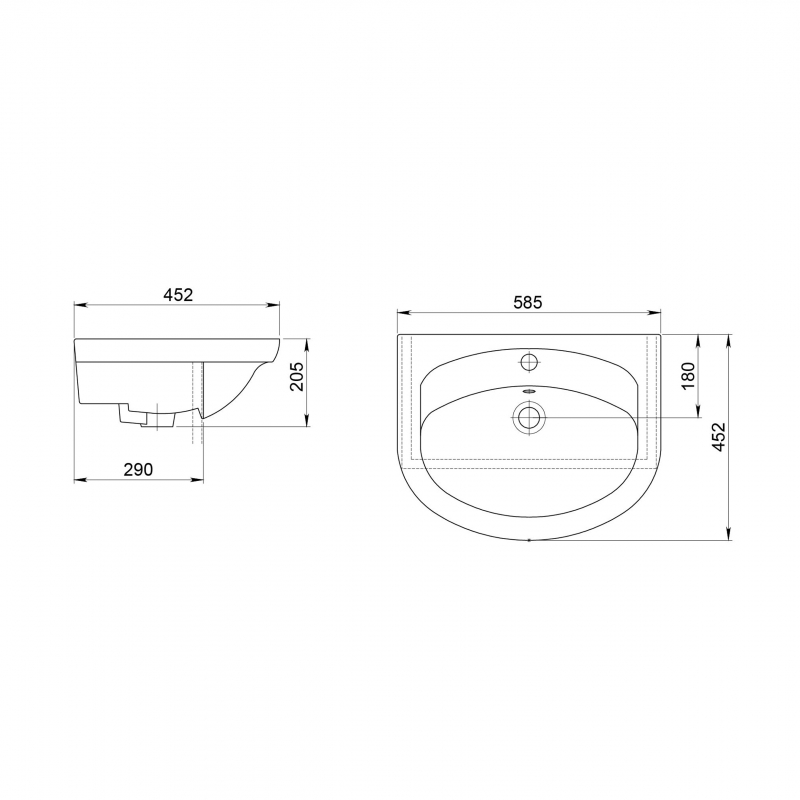 1.3120.4.S00.11B.0 Подвесная раковина настенная прямоугольная SANTERI  белая  - Вид №1