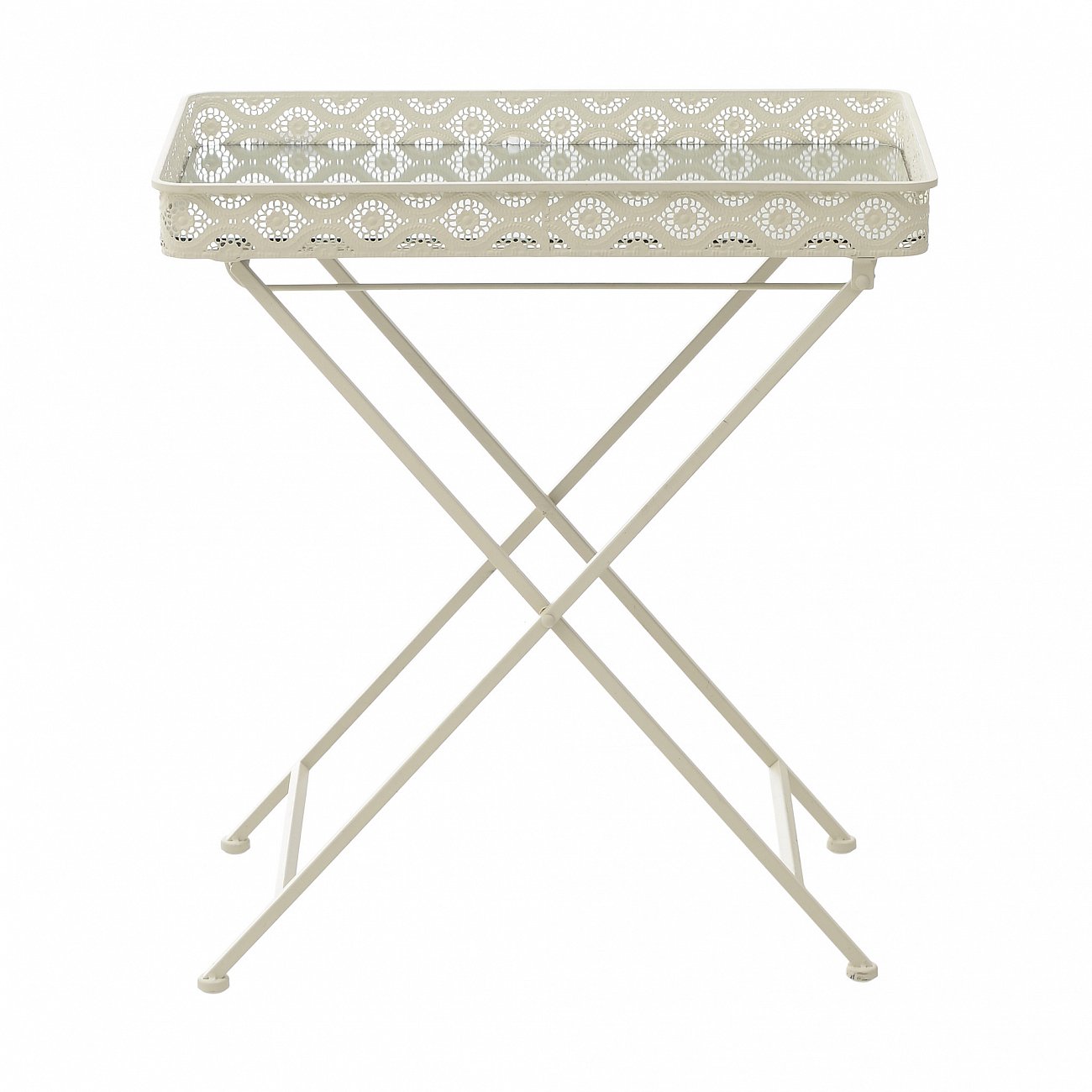 Столик сервировочный с резными бортиками молочный 50 см One TO4ROOMS  213147 Белый;зеркальный  - Вид №1