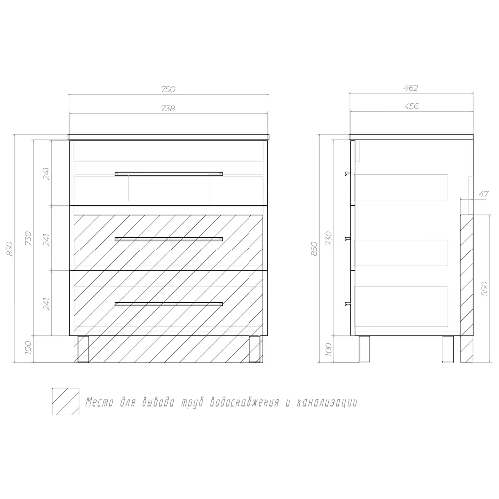 Тумба под раковину напольная Vigo Yuma 75 см цвет ясень анкор STLM-2035767 - Вид №10