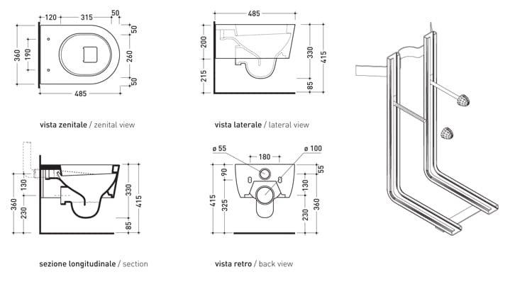 Керамический подвесной туалет Ceramica Flaminia ссылка ARCH-00093777 - Вид №2