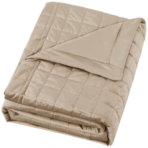 INSPIRE Покрывало Etna велюровое бежевое 240x220 см с геометрической стежкой 89334838