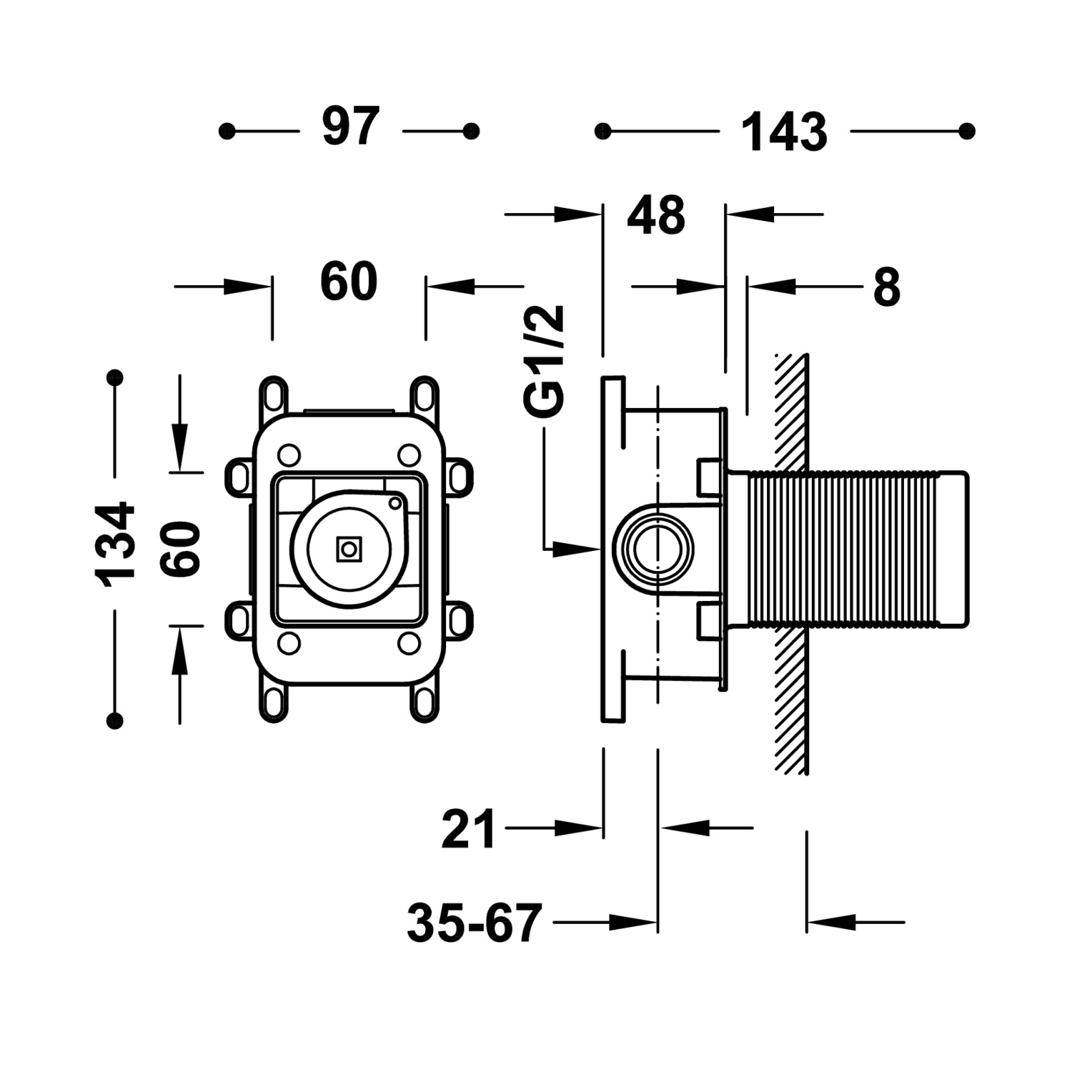 RAPID-BOX Скрытый 1-ходовой Rapid-box со смесителем на одной ручке для душа-20827810 TRES - Вид №1