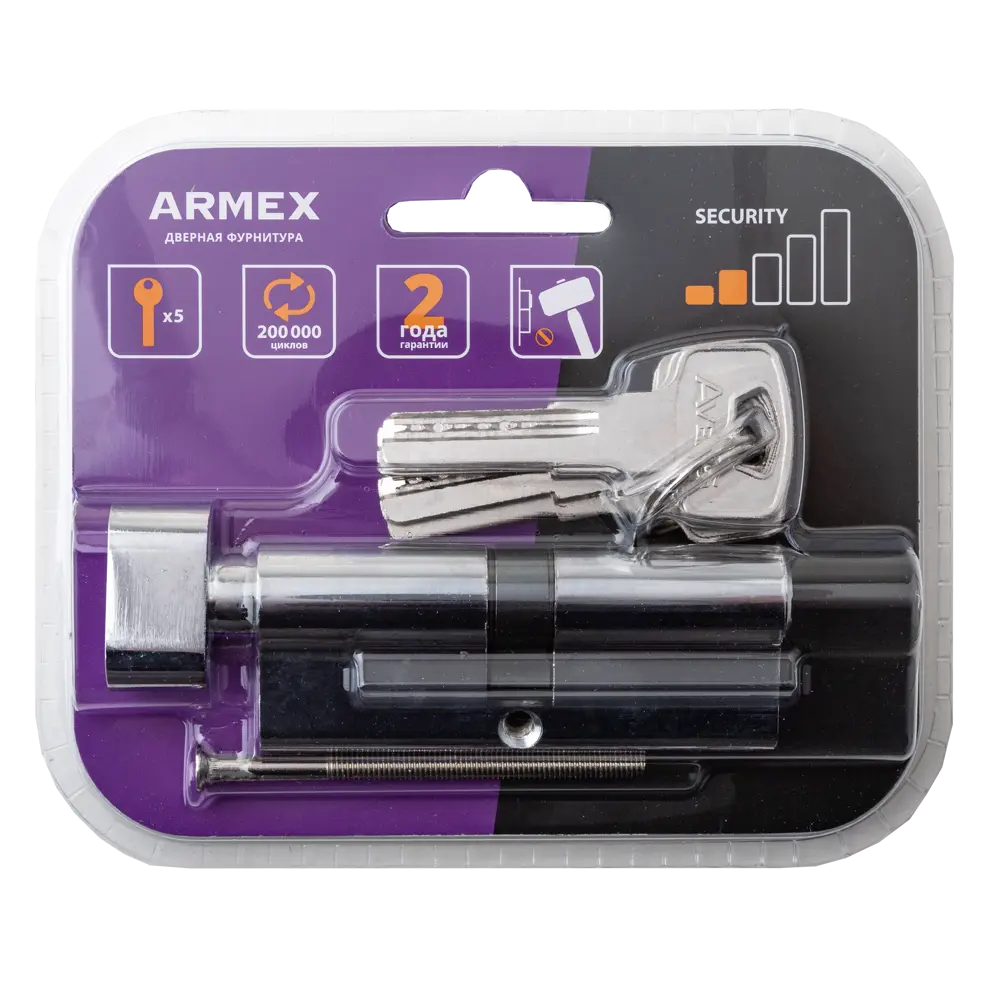 Цилиндр Armex Smart LM-80 40x40 мм ключ-вертушка цвет хром STLM-2136877 - Вид №2