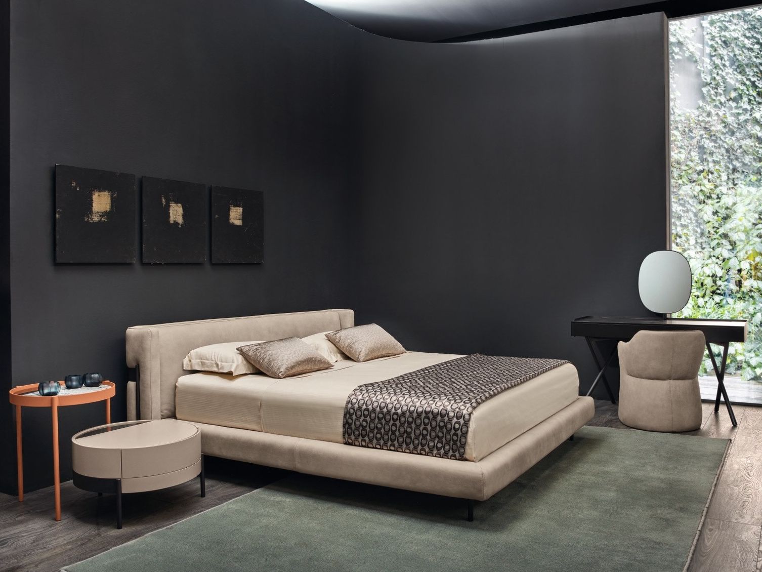 Кожаная двуспальная кровать с мягким изголовьем Cantori VALLEY ARCH-00049337 - Вид №2